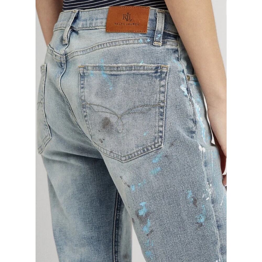 Lauren Ralph Lauren Jeans Paint Splatter Distressed Comfort Stretch Size 8 - Picture 2 of 9